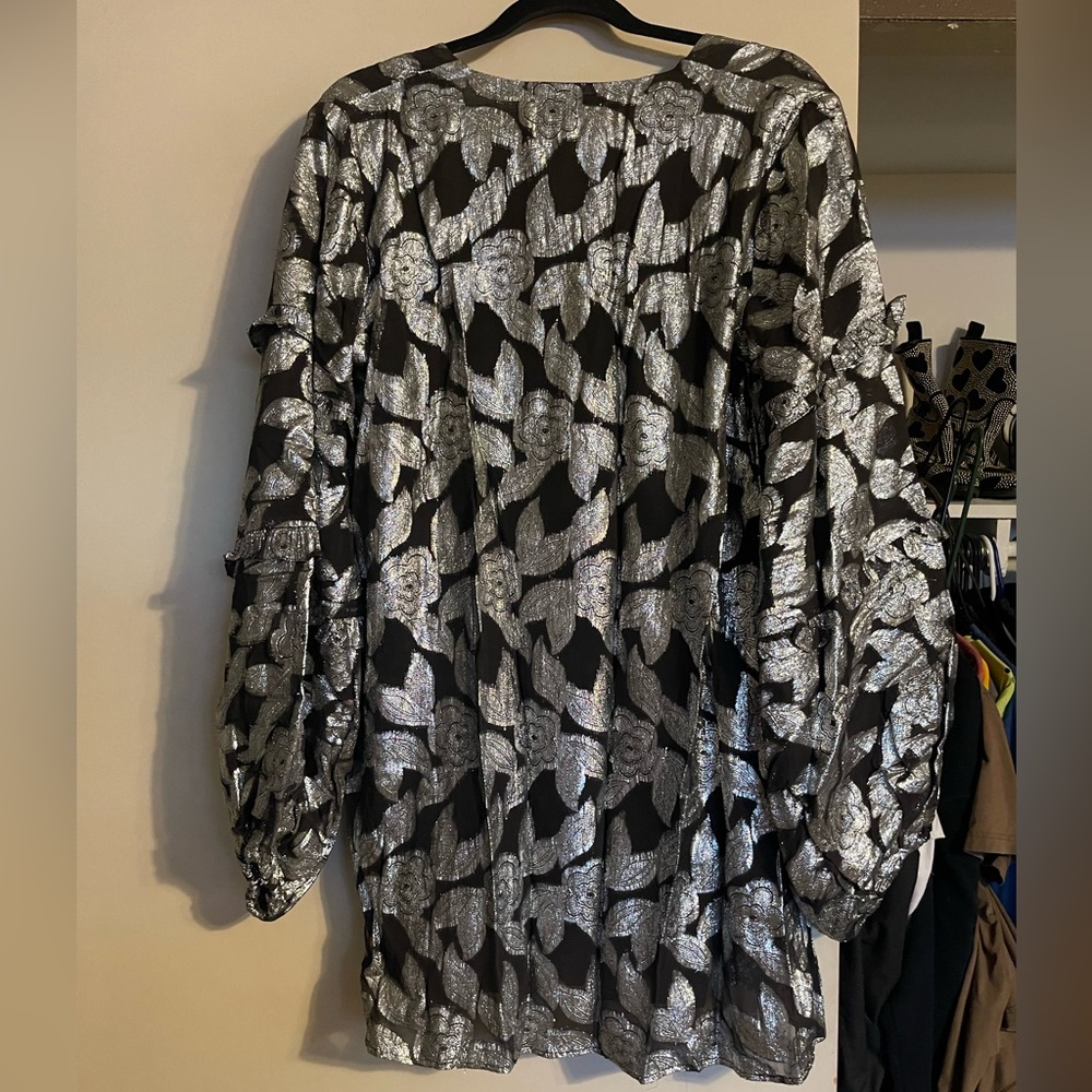 Jen's Pirate Booty x Free People Rising Star Mini Dress Metallic Floral sz L - Picture 3 of 7